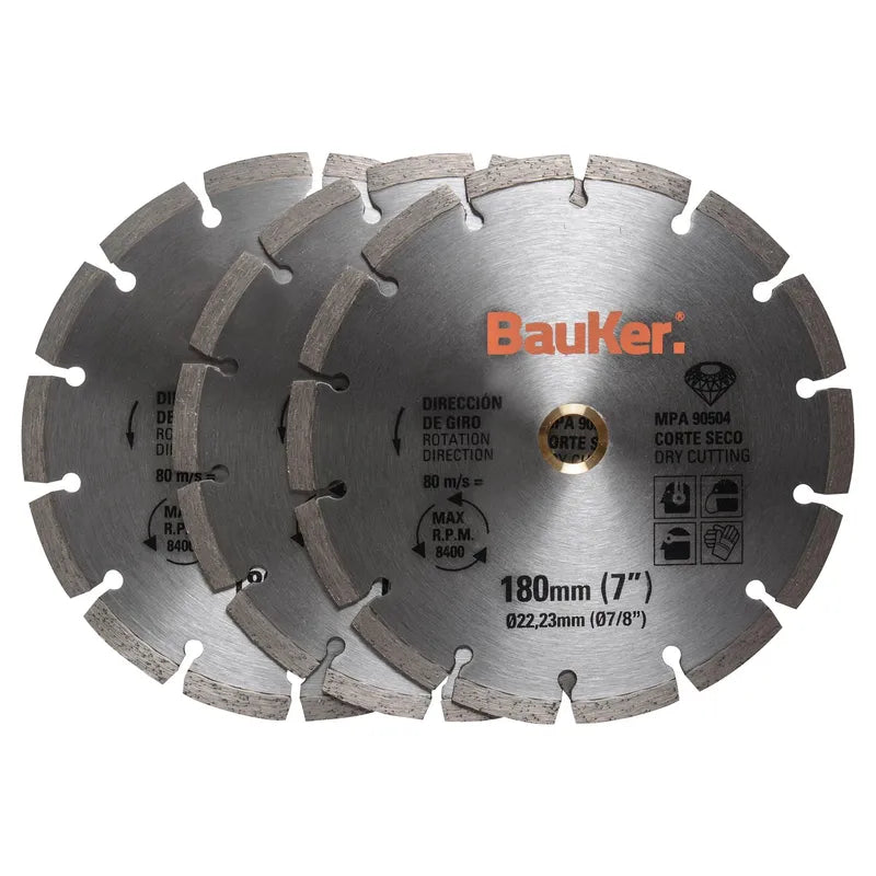BAUKER
Pack de discos de diamante 7" acero 3 unidades