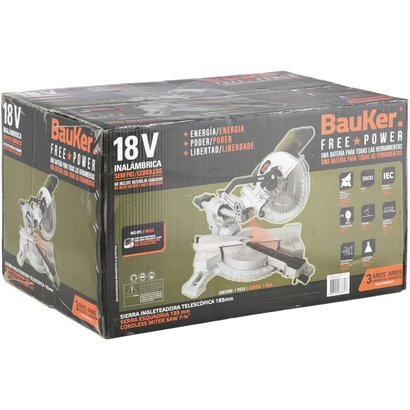 BAUKER
Sierra Ingleteadora Inalámbrica 7 1/4" 18V Sin Batería