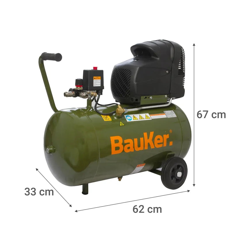 BAUKER
Compresor de Aire Portátil 2 HP 50 Litros Euro 250