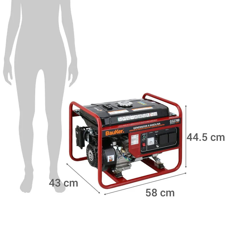 BAUKER
Generador Eléctrico a Gasolina Partida Manual 2000 W 15 l