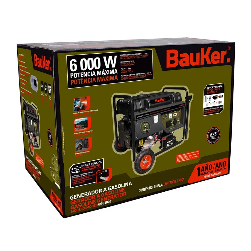 BAUKER
Generador a Gasolina Partida Eléctrica 6000 W 25 l
