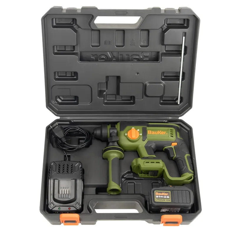 BAUKER
Rotomartillo SDS Plus Inalámbrico 20 V Brushless + 1 Batería 4 AH + Cargador