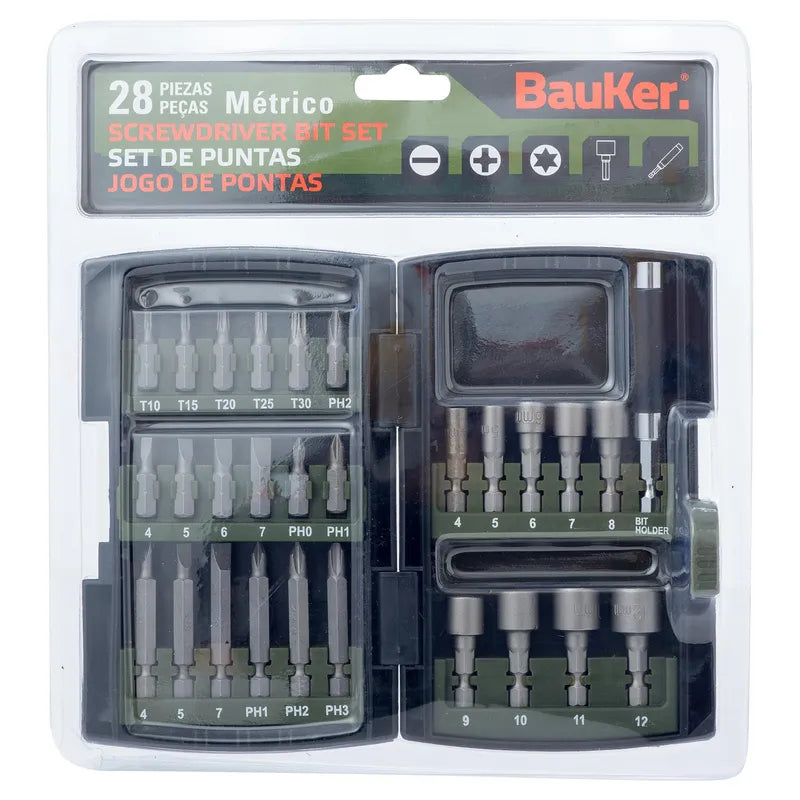 BAUKER
Kit de puntas y dados 28 piezas