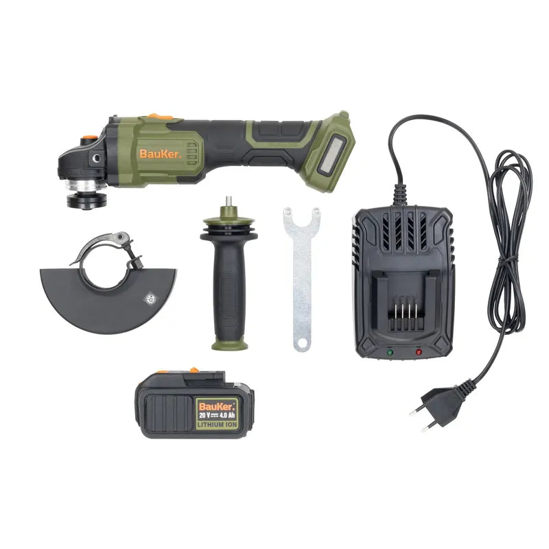 BAUKER
Esmeril 4 1/2"- 5" Inalámbrico 20 V Brushless + 1 Batería 4 AH + 1 Cargador