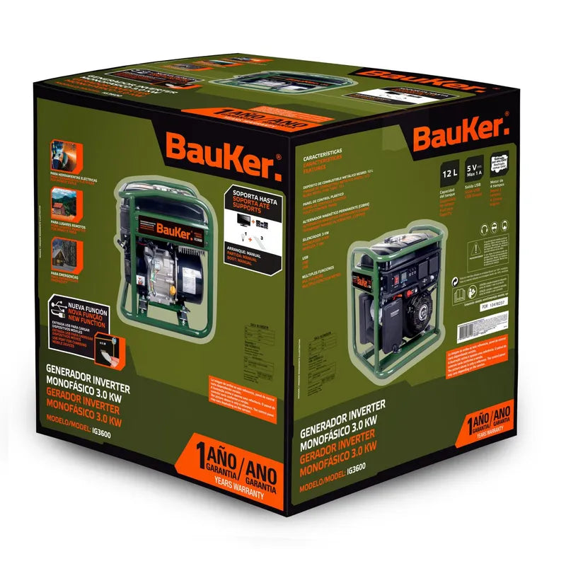 BAUKER
Generador Eléctrico a Partida Manual 3000 W 12