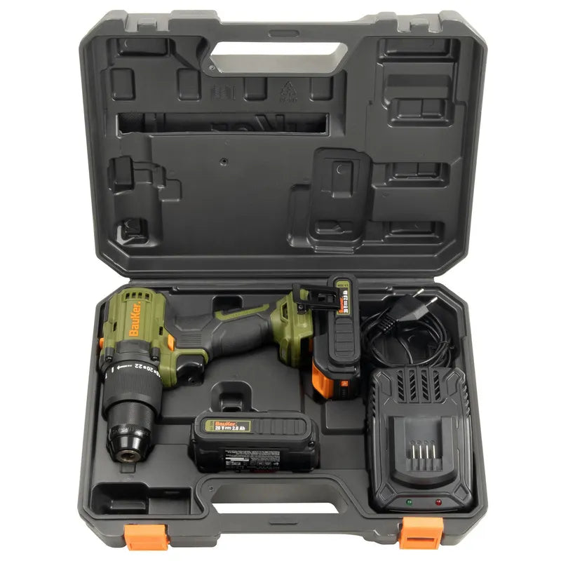BAUKER
Taladro Percutor 13mm 20 V + 2 Baterías 2 AH + Cargador