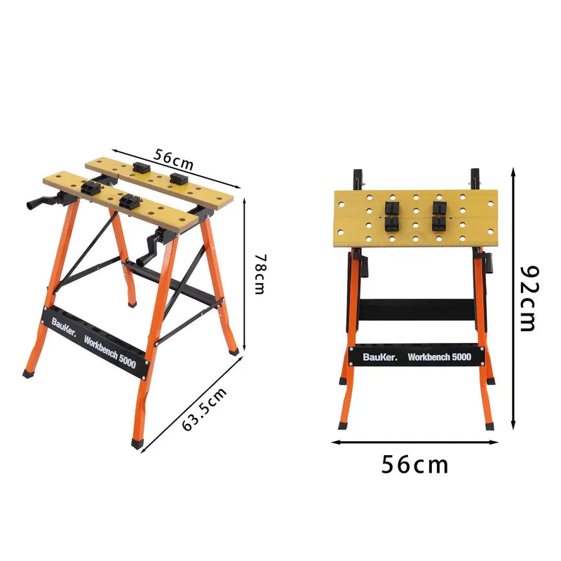 BAUKER
Banco de trabajo plegable madera 63x56x77,5 cm gris