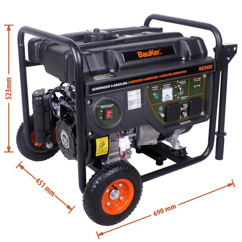 BAUKER
Generador a Gasolina Partida Manual 3000 W 15 l