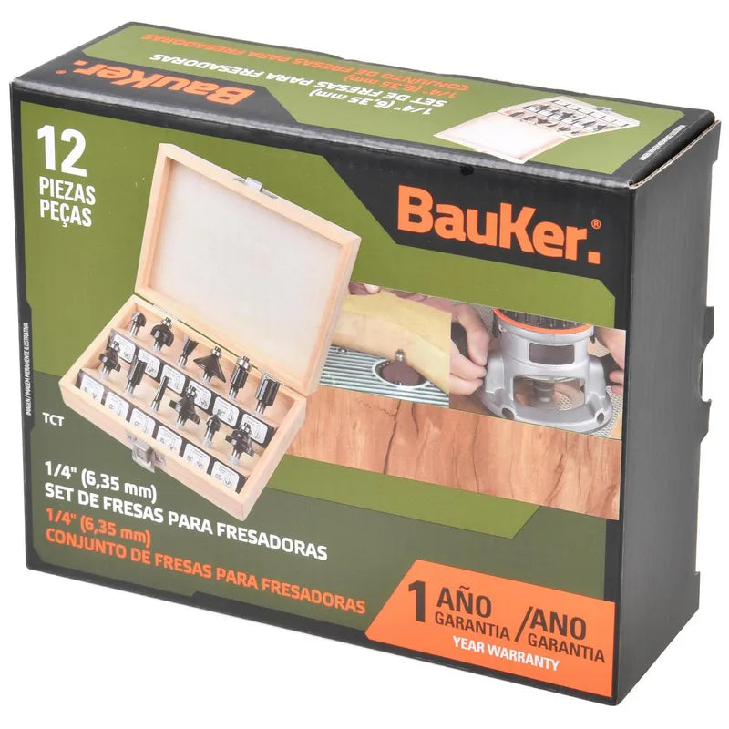 BAUKER
Set 12 Fresas 1/4 pulgadas