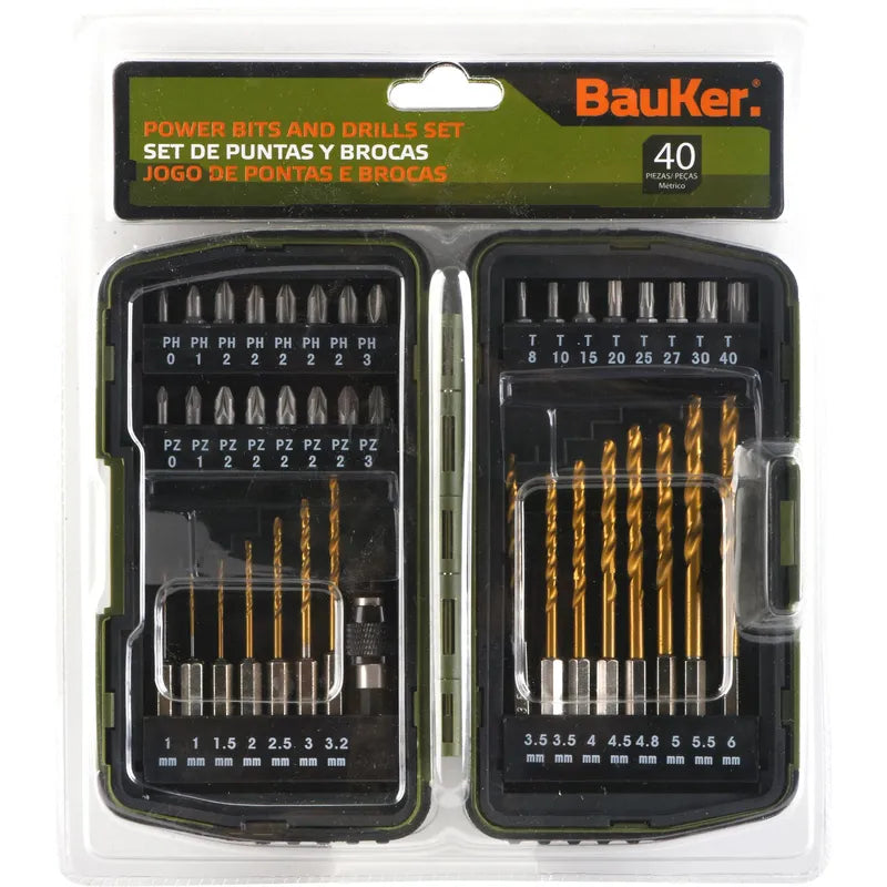 BAUKER
Kit de puntas + brocas 40 piezas