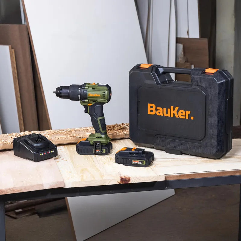 BAUKER
Taladro Percutor 13mm 20 V + 2 Baterías 2 AH + Cargador