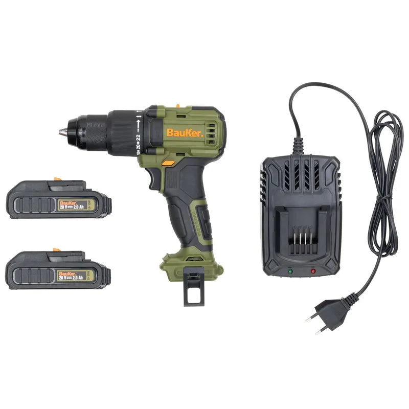 BAUKER
Taladro Percutor 13mm 20 V + 2 Baterías 2 AH + Cargador
