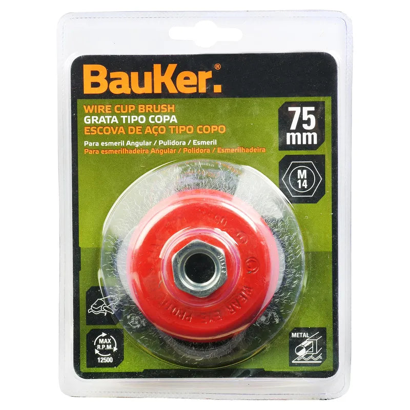 BAUKER
Grata copa para esmeril 3" acero