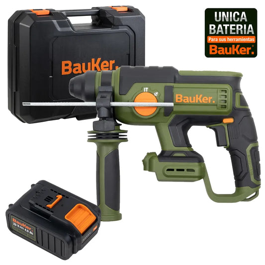 BAUKER
Rotomartillo SDS Plus Inalámbrico 20 V Brushless + 1 Batería 4 AH + Cargador