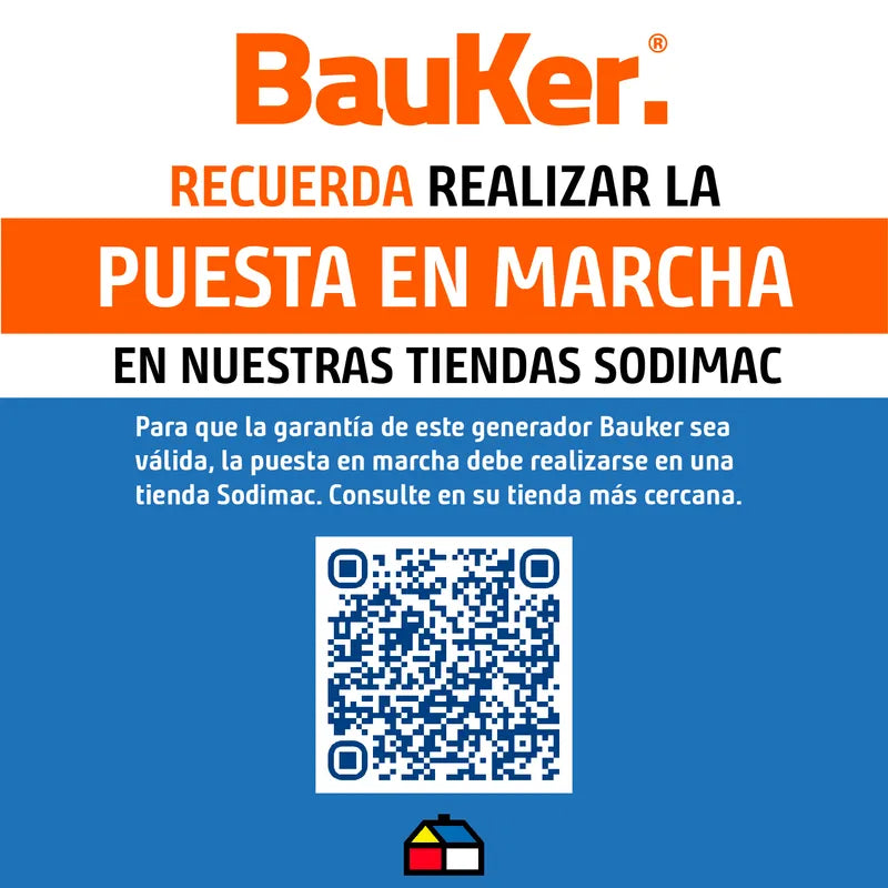 BAUKER
Generador Eléctrico a Gasolina Partida Manual 2200 W 15 l