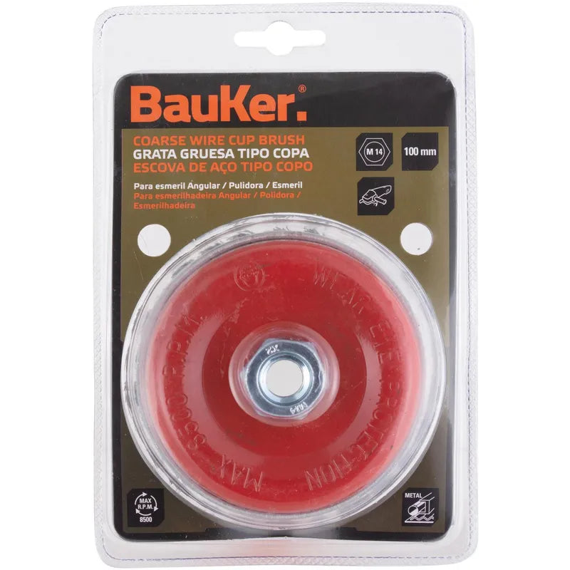 BAUKER
Grata copa para esmeril 4" acero