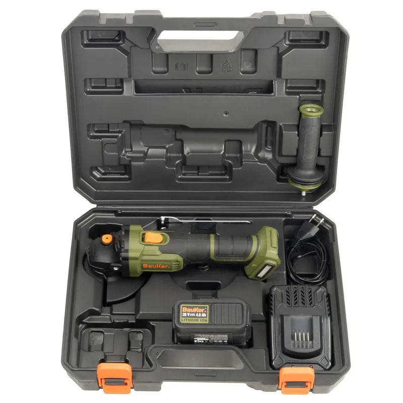 BAUKER
Esmeril 4 1/2"- 5" Inalámbrico 20 V Brushless + 1 Batería 4 AH + 1 Cargador