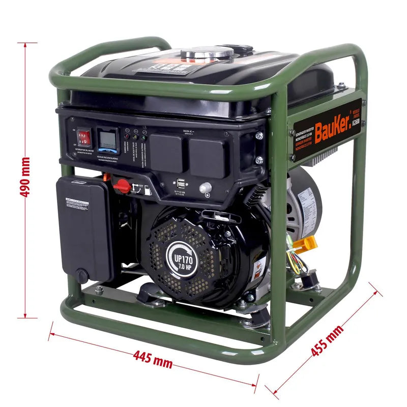 BAUKER
Generador Eléctrico a Partida Manual 3000 W 12
